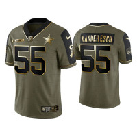 Men Dallas Cowboys #55 Leighton Vander Esch Olive Gold 2021 Salute To Service Limited Jersey