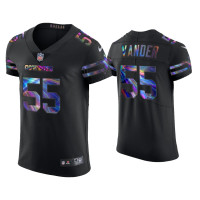 Men Dallas Cowboys #55 Leighton Vander Esch Black Golden Edition Holographic Jersey