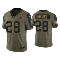 Men Dallas Cowboys #28 Malik Hooker Olive 2021 Salute To Service Limited Jersey