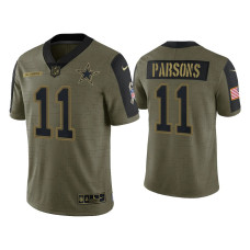 Men Dallas Cowboys #11 Micah Parsons Olive 2021 Salute To Service Limited Jersey