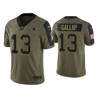 Men Dallas Cowboys #13 Michael Gallup Olive 2021 Salute To Service Limited Jersey