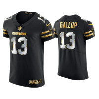 Men Dallas Cowboys #13 Michael Gallup Black Golden Edition Elite Jersey