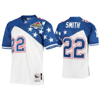 Men Dallas Cowboys #22 Emmitt Smith Mitchell & Ness 1994 Pro Bowl White Blue NFC Jersey