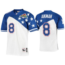 Men Dallas Cowboys #8 Troy Aikman Mitchell & Ness 1994 Pro Bowl White Blue NFC Jersey