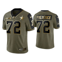 Men Dallas Cowboys #72 Travis Frederick Olive Gold 2021 Salute To Service Limited Jersey