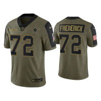 Men Dallas Cowboys #72 Travis Frederick Olive 2021 Salute To Service Limited Jersey