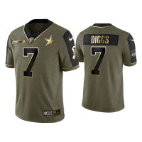 Men Dallas Cowboys #7 Trevon Diggs Olive Gold 2021 Salute To Service Limited Jersey