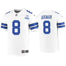 Men Dallas Cowboys #8 Troy Aikman White 60th Season Vintage Jersey