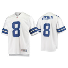 Men Dallas Cowboys #8 Troy Aikman White Vintage Jersey