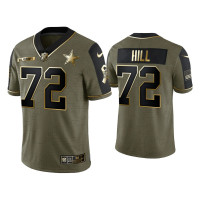 Men Dallas Cowboys #72 Trysten Hill Olive Gold 2021 Salute To Service Limited Jersey