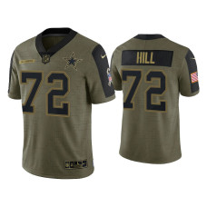 Men Dallas Cowboys #72 Trysten Hill Olive 2021 Salute To Service Limited Jersey