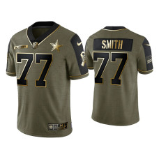 Men Dallas Cowboys #77 Tyron Smith Olive Gold 2021 Salute To Service Limited Jersey