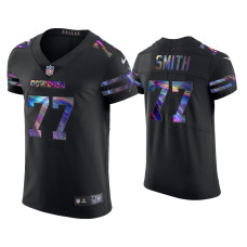 Men Dallas Cowboys #77 Tyron Smith Black Golden Edition Holographic Jersey