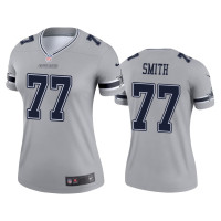 Women Dallas Cowboys #77 Tyron Smith Silver Inverted Legend Jersey