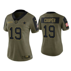 Women Dallas Cowboys #19 Amari Cooper Olive 2021 Salute To Service Limited Jersey