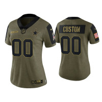 Women Dallas Cowboys #00 Custom Olive 2021 Salute To Service Limited Jersey