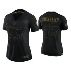 Women Dallas Cowboys #55 Leighton Vander Esch Black 2020 Salute To Service Limited Jersey