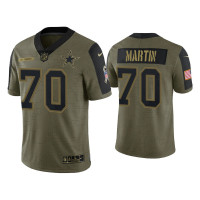 Men Dallas Cowboys #70 Zack Martin Olive 2021 Salute To Service Limited Jersey