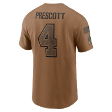 Dak Prescott Dallas Cowboys Nike 2023 Salute To Service Name & Number T-Shirt - Brown