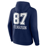 Jake Ferguson Dallas Cowboys Fanatics Branded Wordmark Player Name & Number Pullover Hoodie - Navy